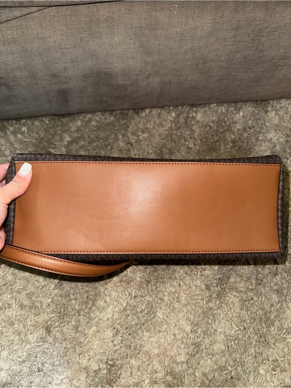 Michael Kors Brown and Tan Logo Chain Shoulder Bag
